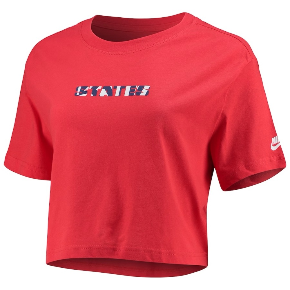 NIKE United States Red USMNT Voice Crop Top Olympic Tee Women Med Sports Shirt